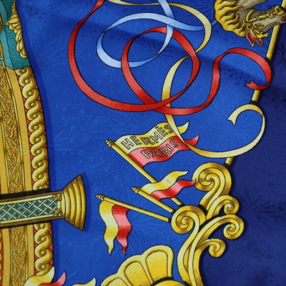 HERMES Authentic Blue Silk Scarf - Picture 6 of 7